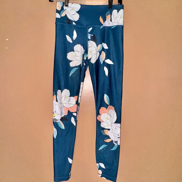 Athleta Floral Elation Leggings Blue Multi - Size Small - Picture 1 of 9